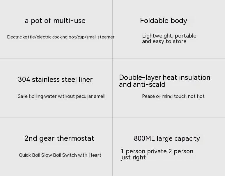 ZHENMI Portable Folding Electric Kettle 800ml Travel & Home Use