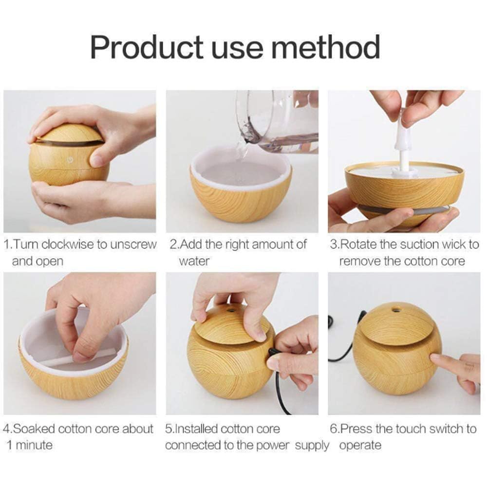 Wooden Cool Mist Humidifiers Essential Oil Diffuse Aroma Air Humidifier with Led Night Light