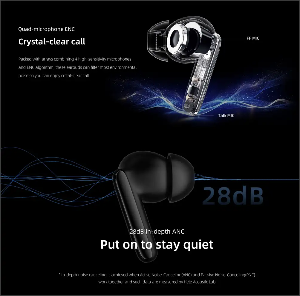 QCY T13 ANC 2 True Wireless Earbuds with Active Noise Cancellation V2