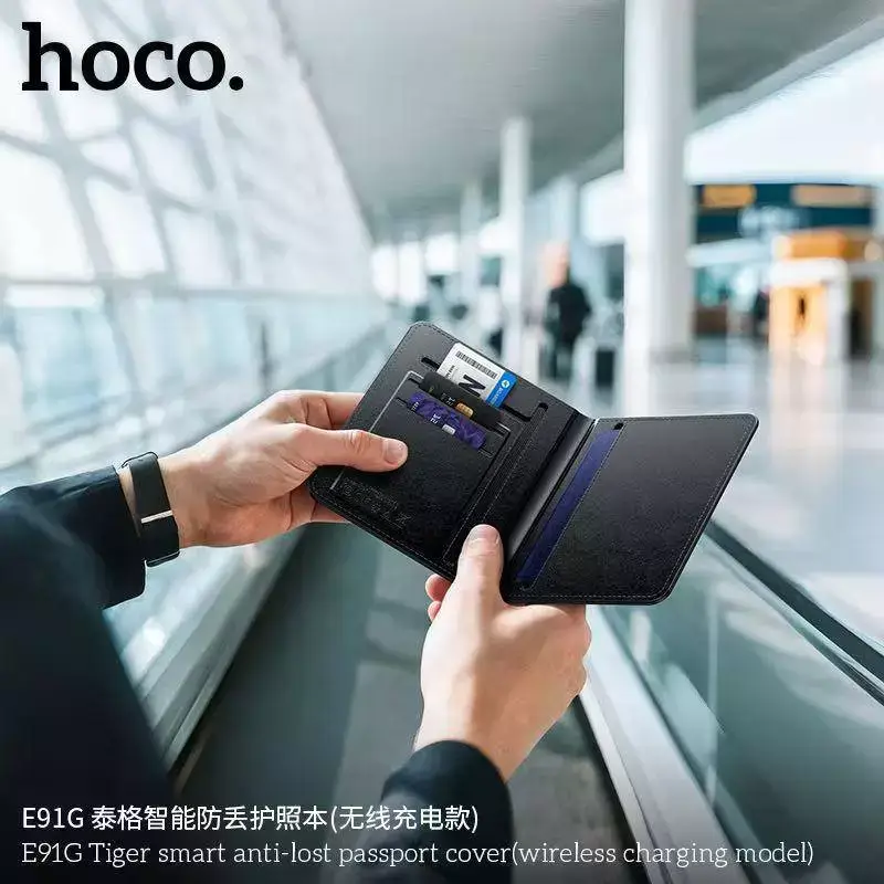 Hoco E91G Tiger Anti-Lost Smart Passport Cover & Wireless Charging