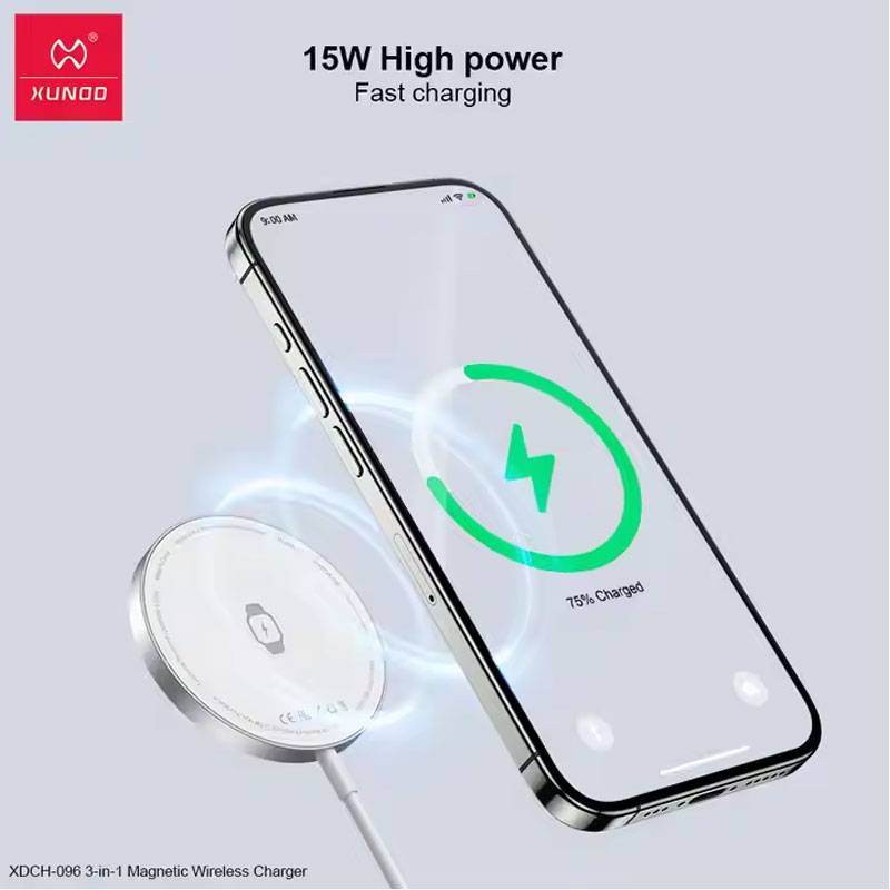 XUNDD XDCH-096 15W Magnetic 3-in-1 Wireless Charger