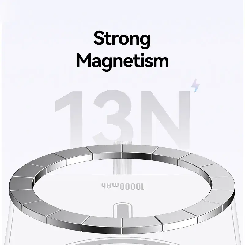 USAMS US-CD219 10000mAh Magnetic Wireless Fast Charging Power Bank & Built-in Type-C Cable