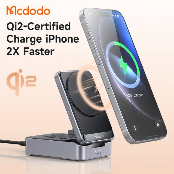 MCDODO CH-519 MagQ Qi2 15W Foldable Magnetic Wireless Charger Station for Desktop