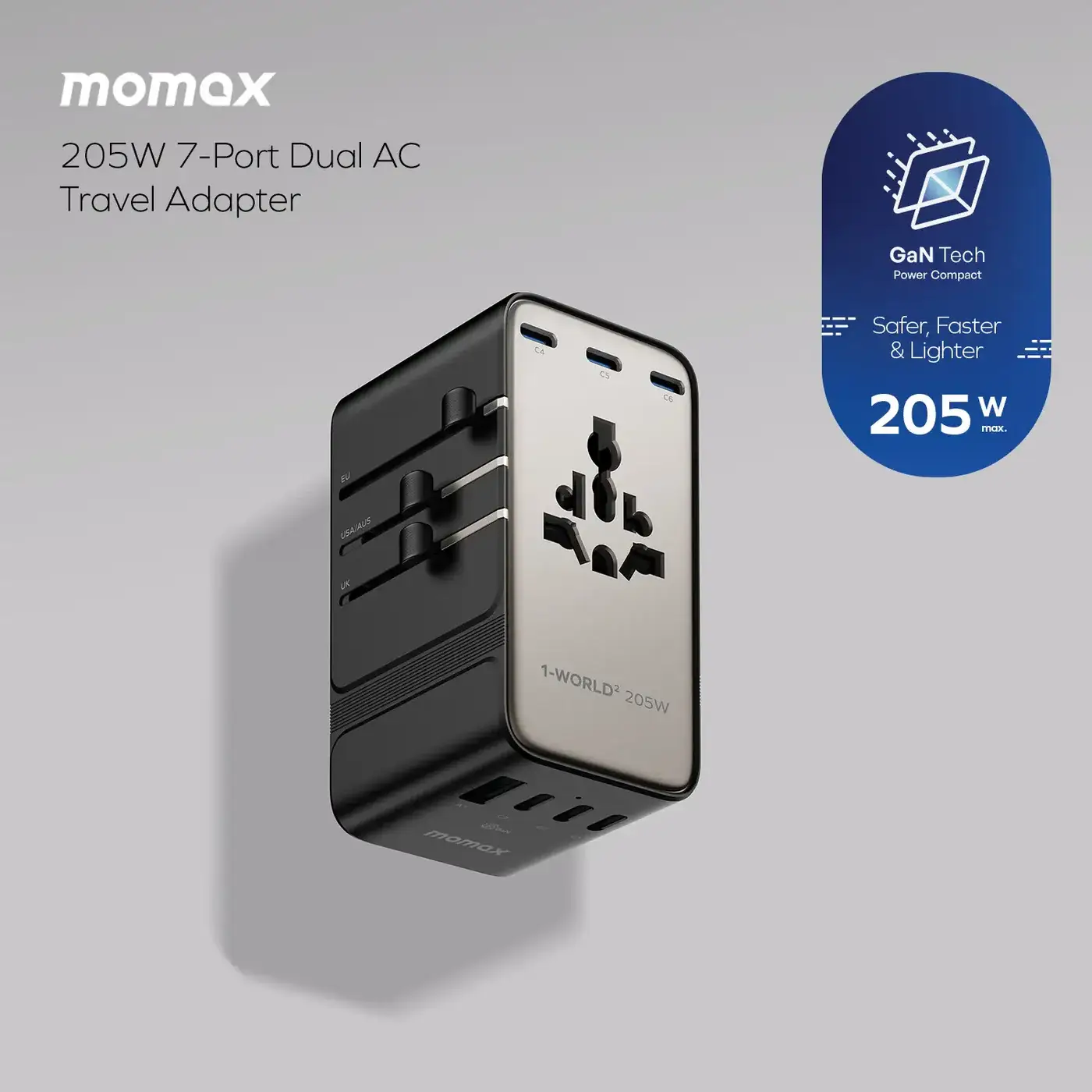 Momax UA28 1-World2 205W 7-Port Dual AC Travel Adapter