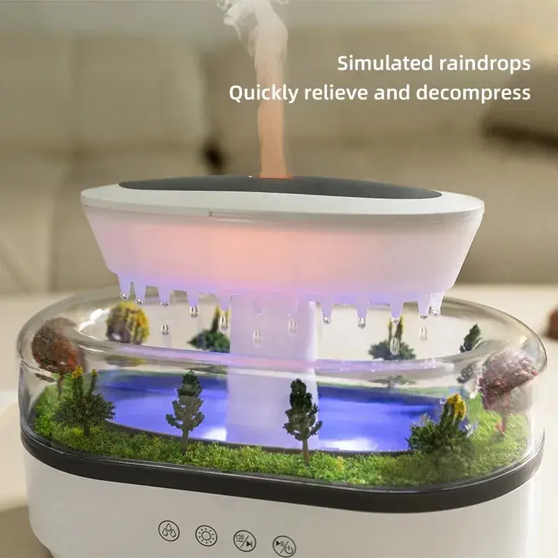 Rain Cloud Aroma Diffuser Small Air Humidifiers Water Drip Micro Landscape With 7 Night Light