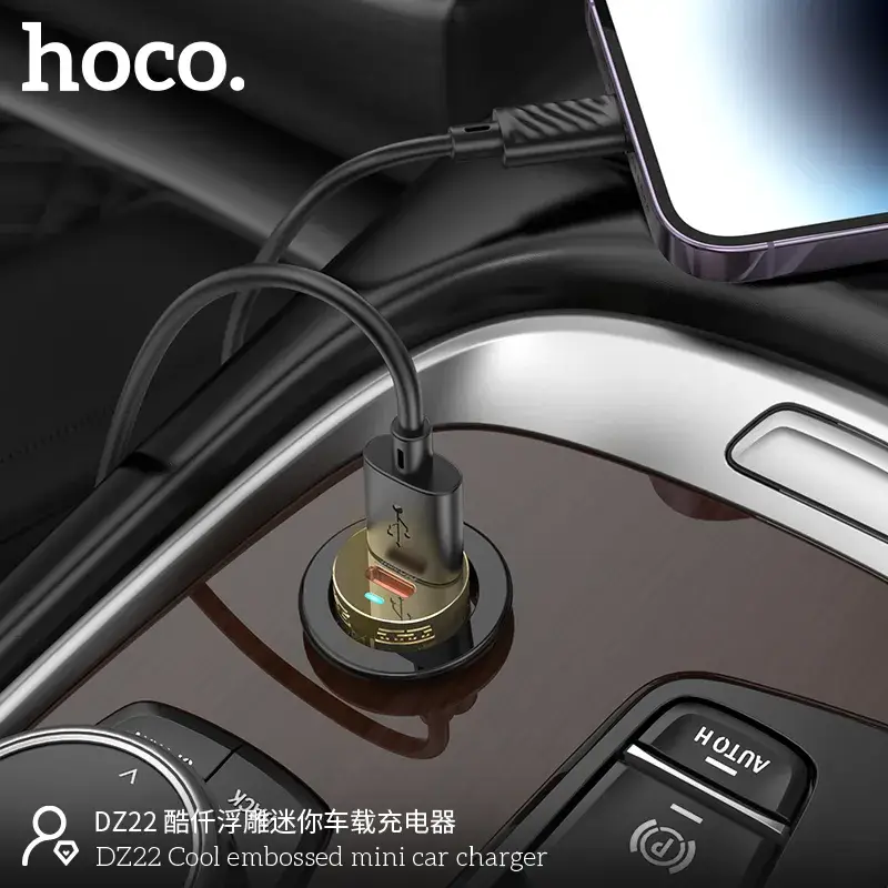Hoco DZ22 30W PD Dual-Port Mini Metal Car Charger