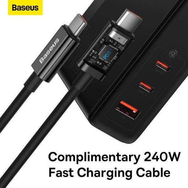 BASEUS GaN5 Pro 140W Fast Charger 2 Type-C & 1 USB Ports CN Plug Charging Adapter