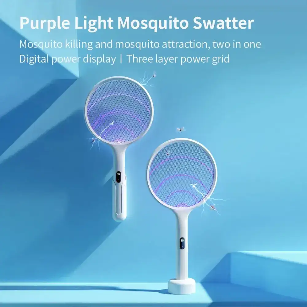 Qualitell E3 3-in-1 Electric Mosquito Swatter UV Trap Rechargeable Digital Display