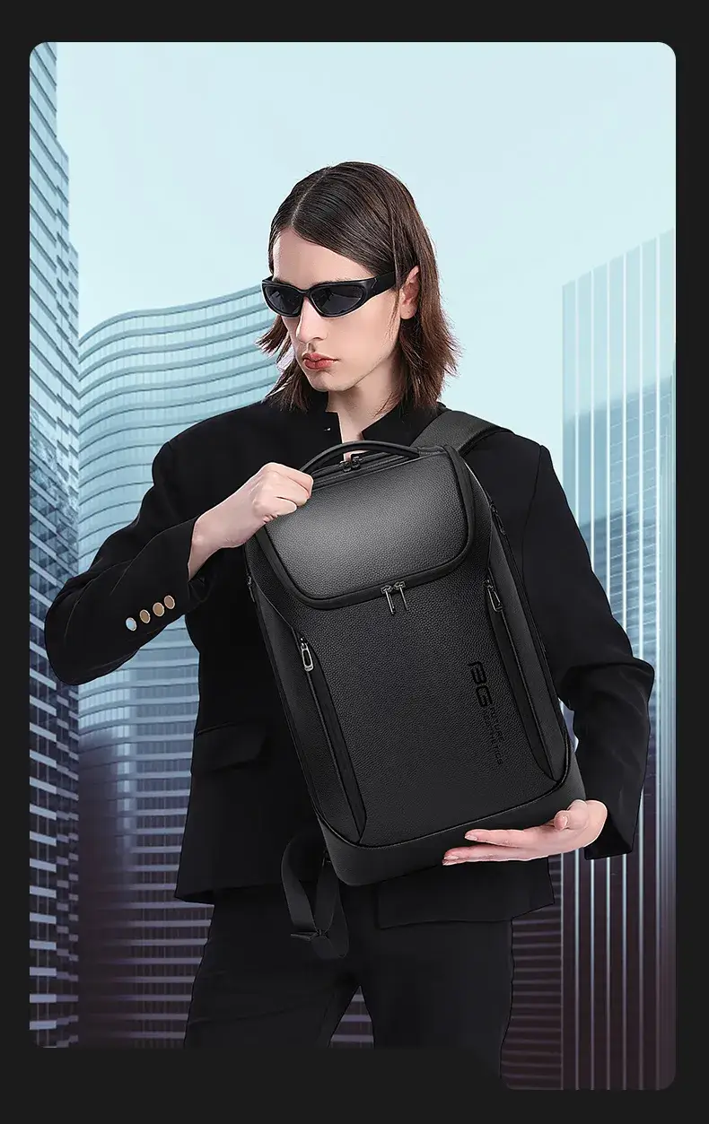 BANGE 6623 Anti-Theft Leather Laptop Backpack