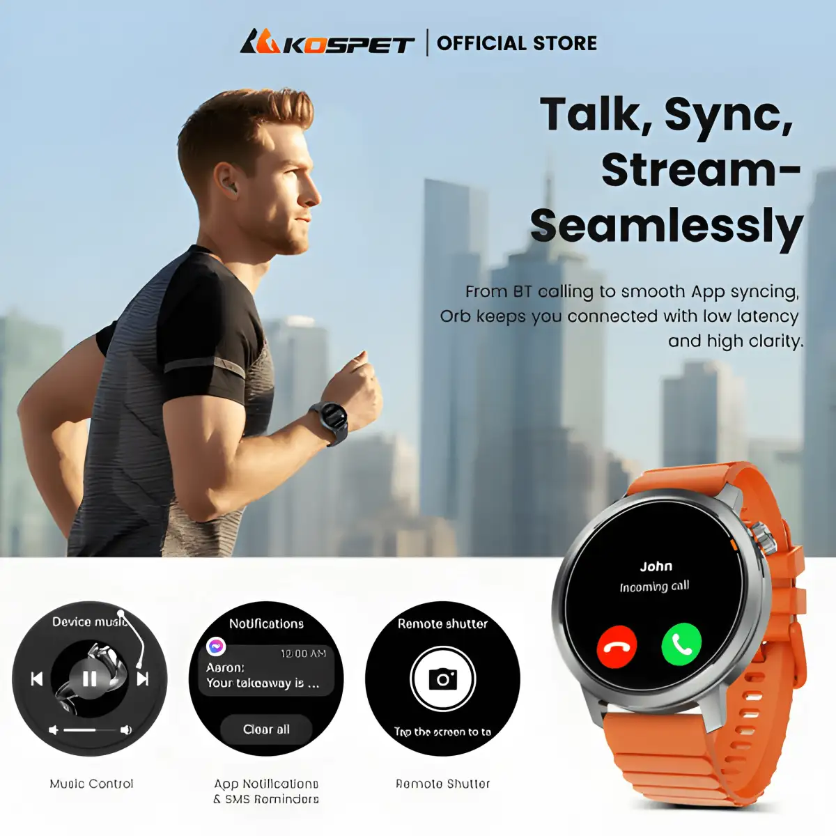 KOSPET ORB AMOLED Bluetooth Calling Smartwatch Grey