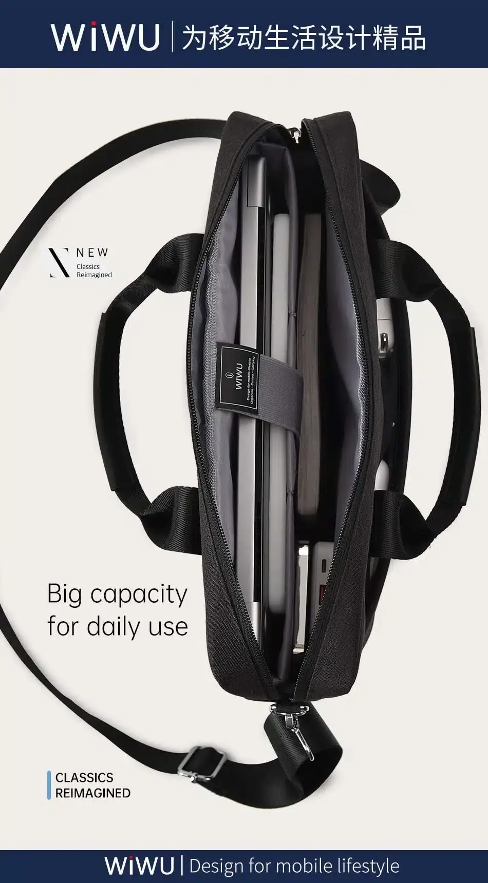 WiWU Minimalist Pro II Slim Laptop Bag Lightweight & Water-Resistant Laptops Bag