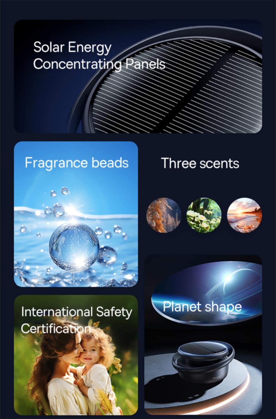Baseus Car Air Freshener Solar Power Automatic Rotating Diffusion Perfume