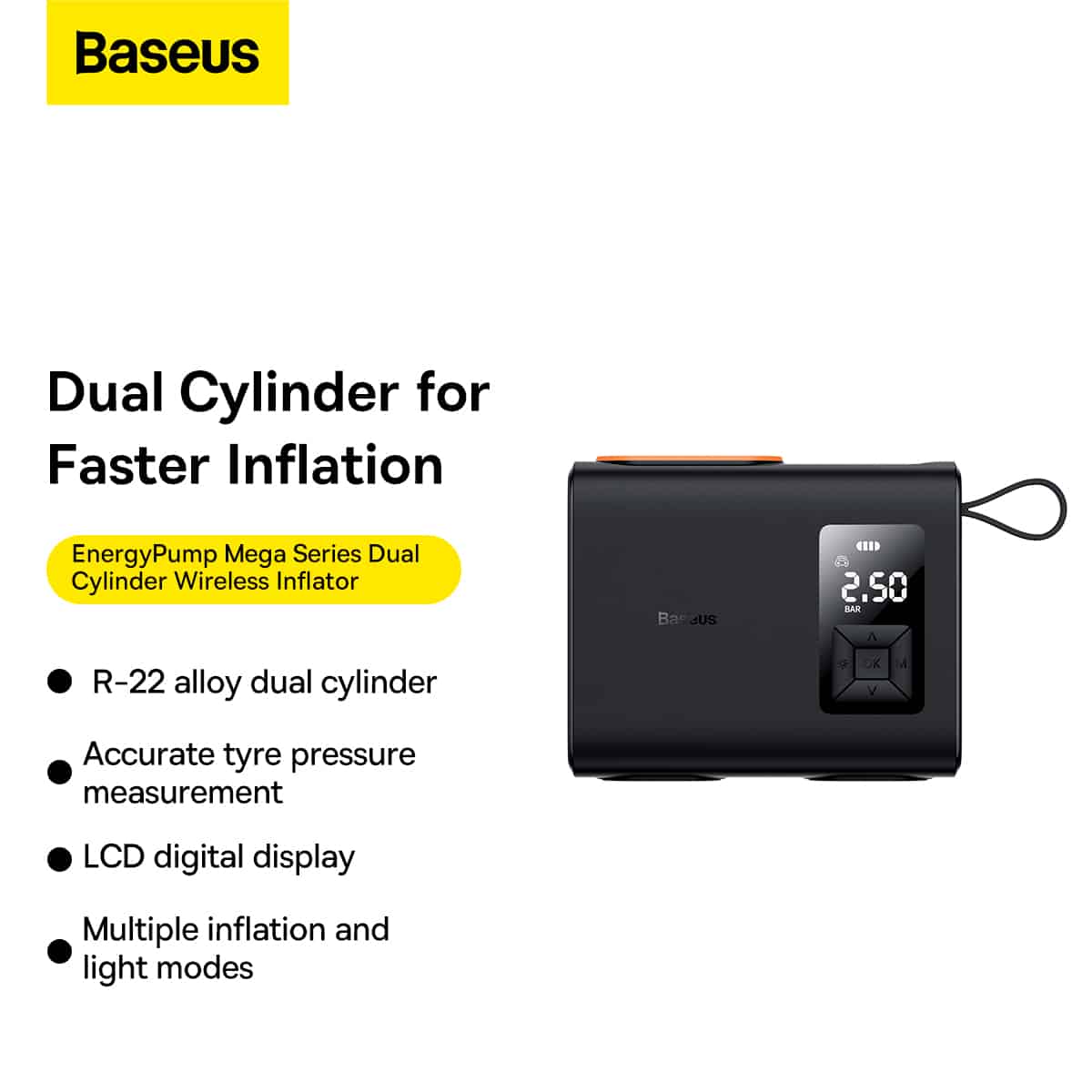 Baseus Mega EnergyPump Dual Cylinder Wireless Inflator