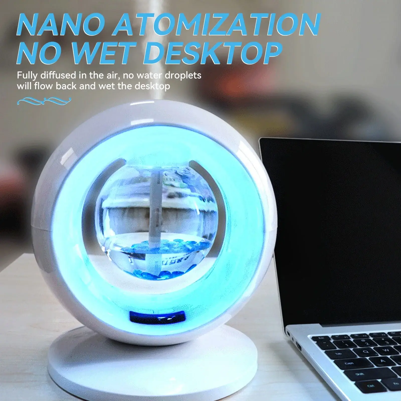 Air Humidifier White Electronic Clock Quiet for Home Living Room Bedroom