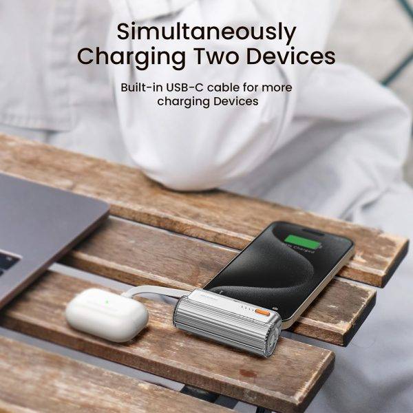 SHARGE Flow Mini 5000mAh Power Bank with Built-in Cable (Lightning & Type-C)