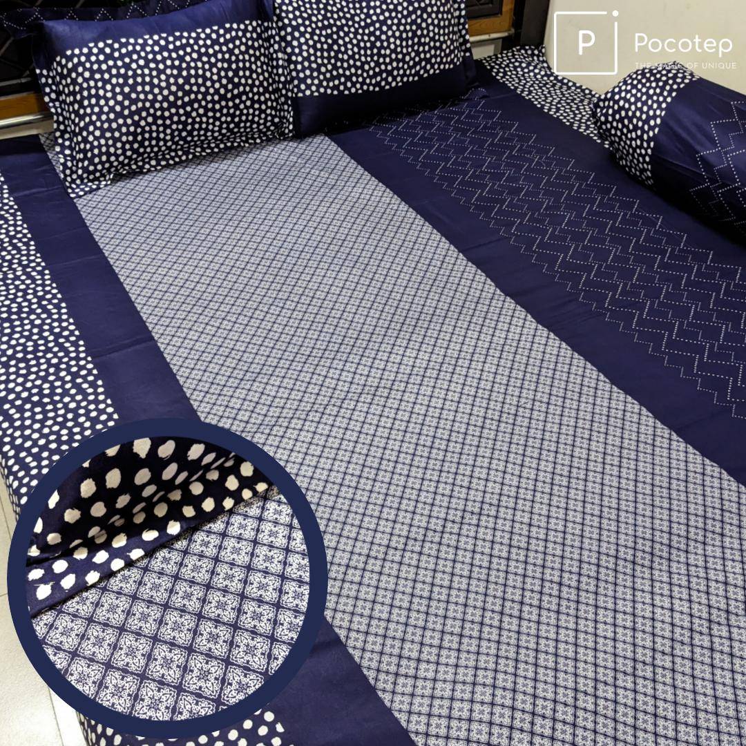 100% Twill Cotton Deep Blue  (৩ পিসের সেট)