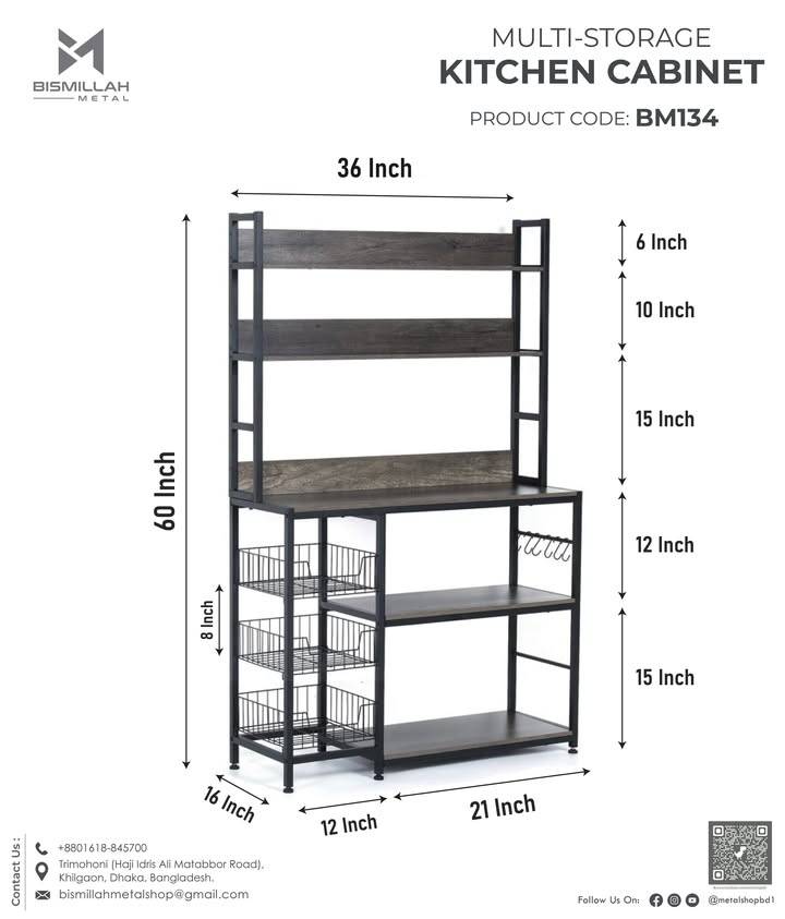 Multi Storage kitchen Cabinet - BM134