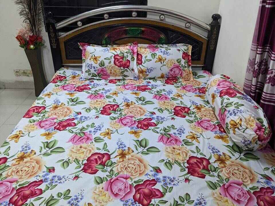 100% Cotton mix caller Bedsheet  (৩ পিসের সেট)