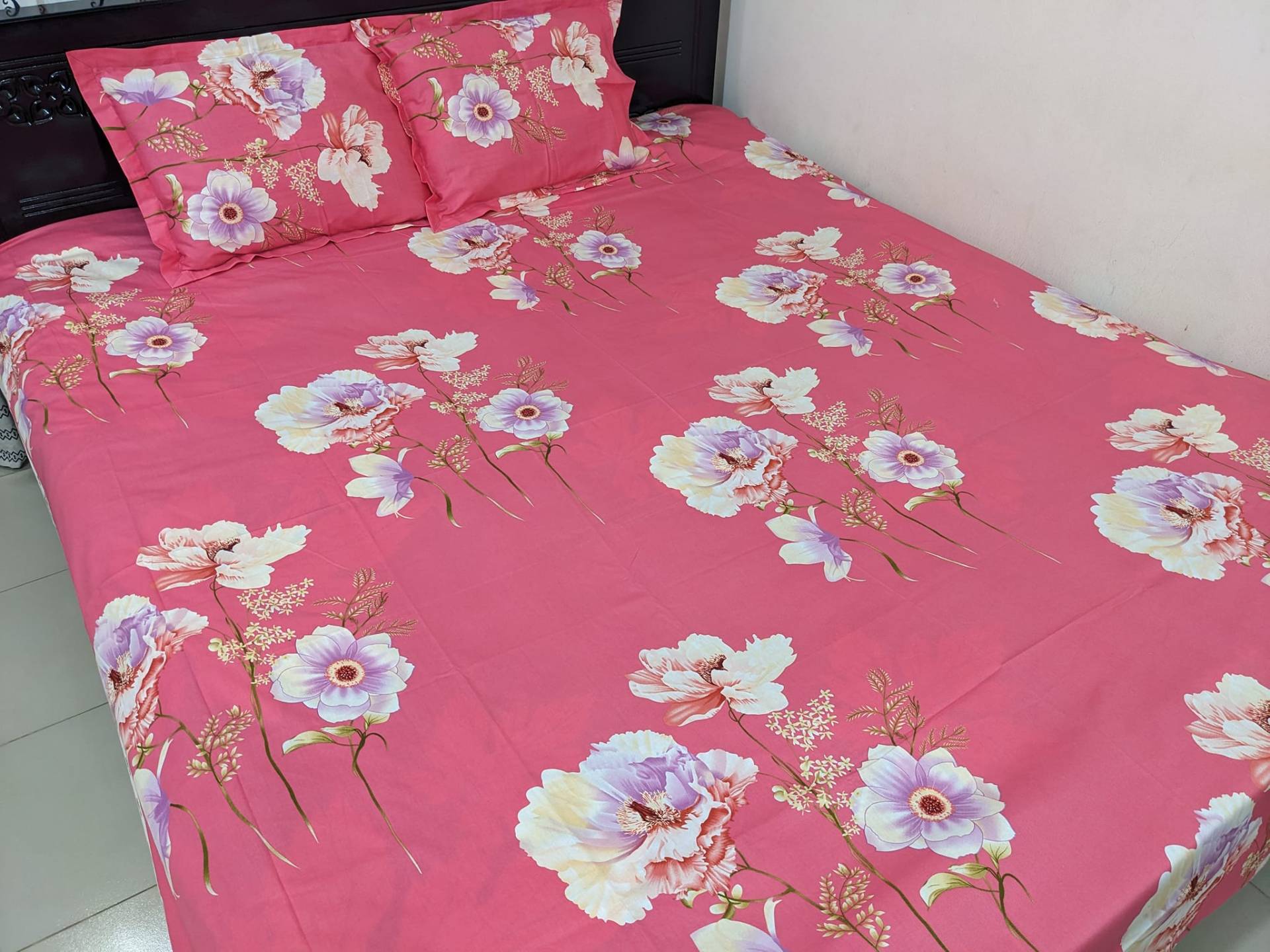 100-Twill-cotton-bedsheet-new design misty color  (৩ পিসের সেট)