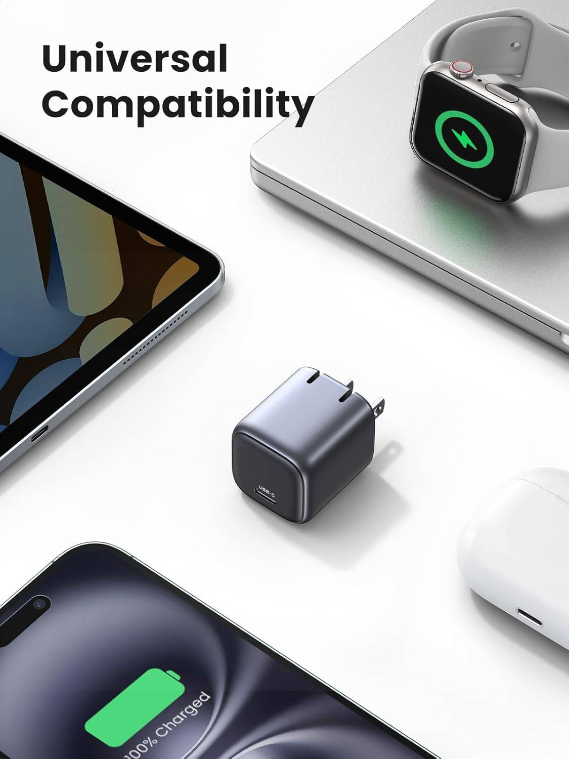 UGREEN Nexode 30W USB-C GaN Fast Wall Charger with Foldable Plug PPS Compact Power Adapter