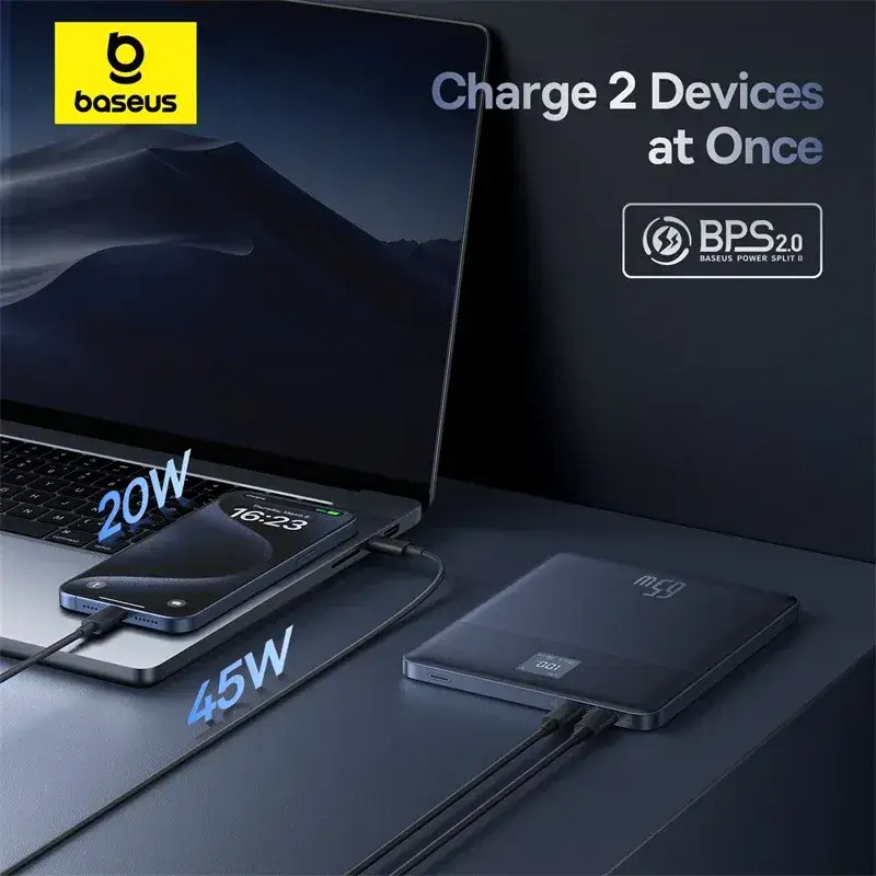 Baseus Blade 2 Ultra-Slim Power Bank 12000mAh 65W with 100W USB-C to USB-C Cable