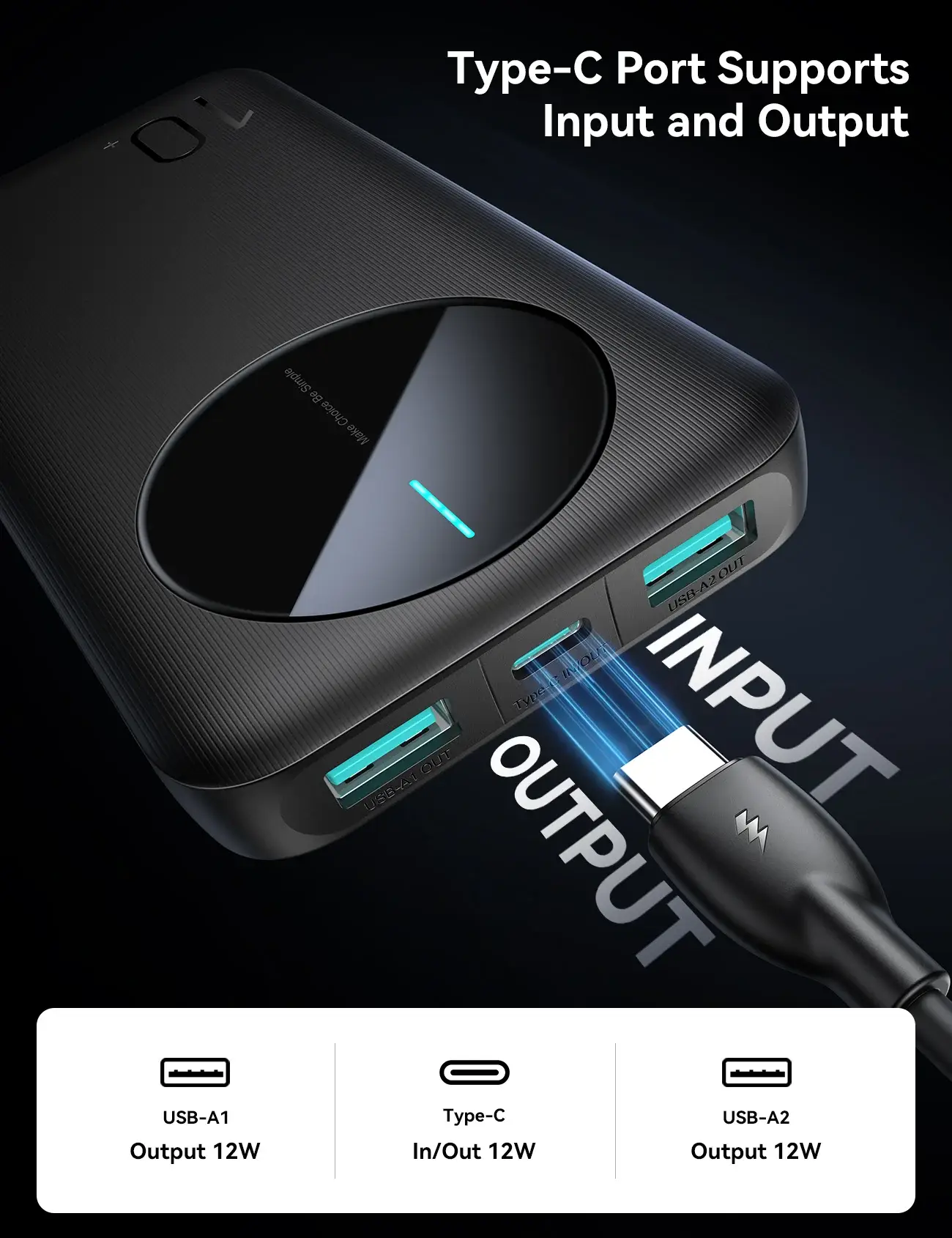 JOYROOM JR-PBF12 2.4A 10000mAh Power Bank 22.5W Fast Charging with LED Display