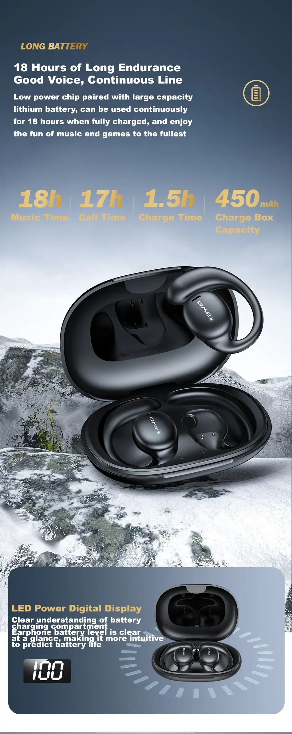 Awei T80 Air Conduction Wireless Sport Earphones