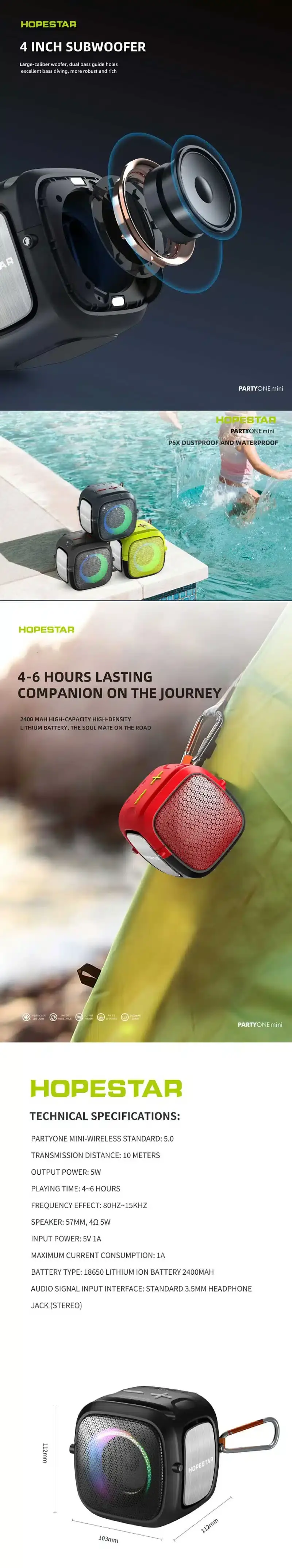 Hopestar Party One Mini RGB Portable Bluetooth Speaker