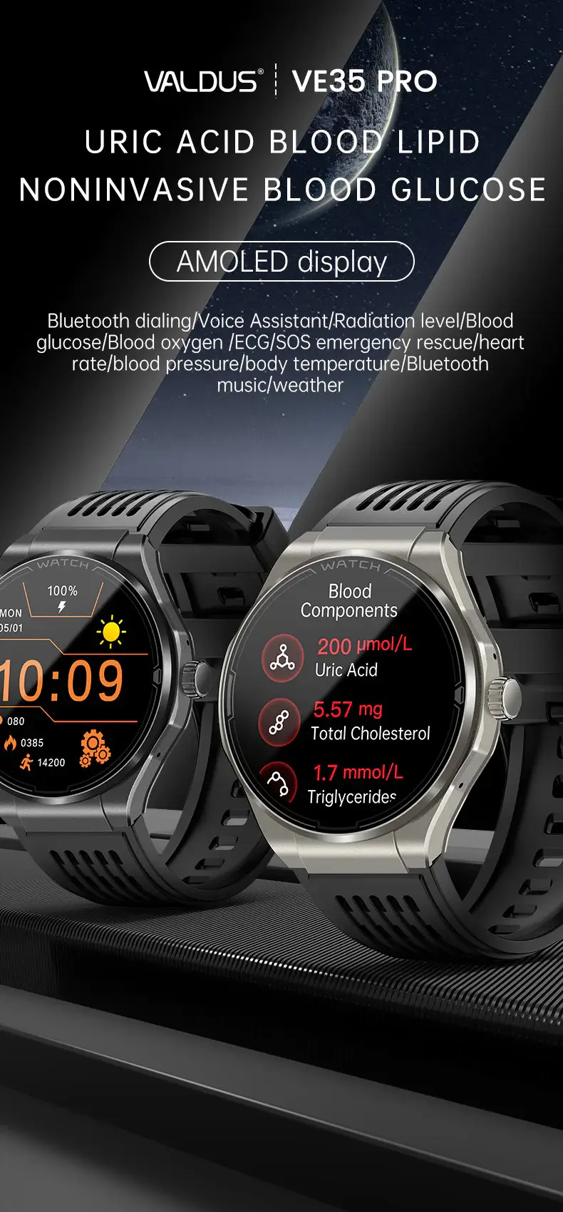 Valdus VE35 Pro AMOLED Bluetooth Calling Smartwatch