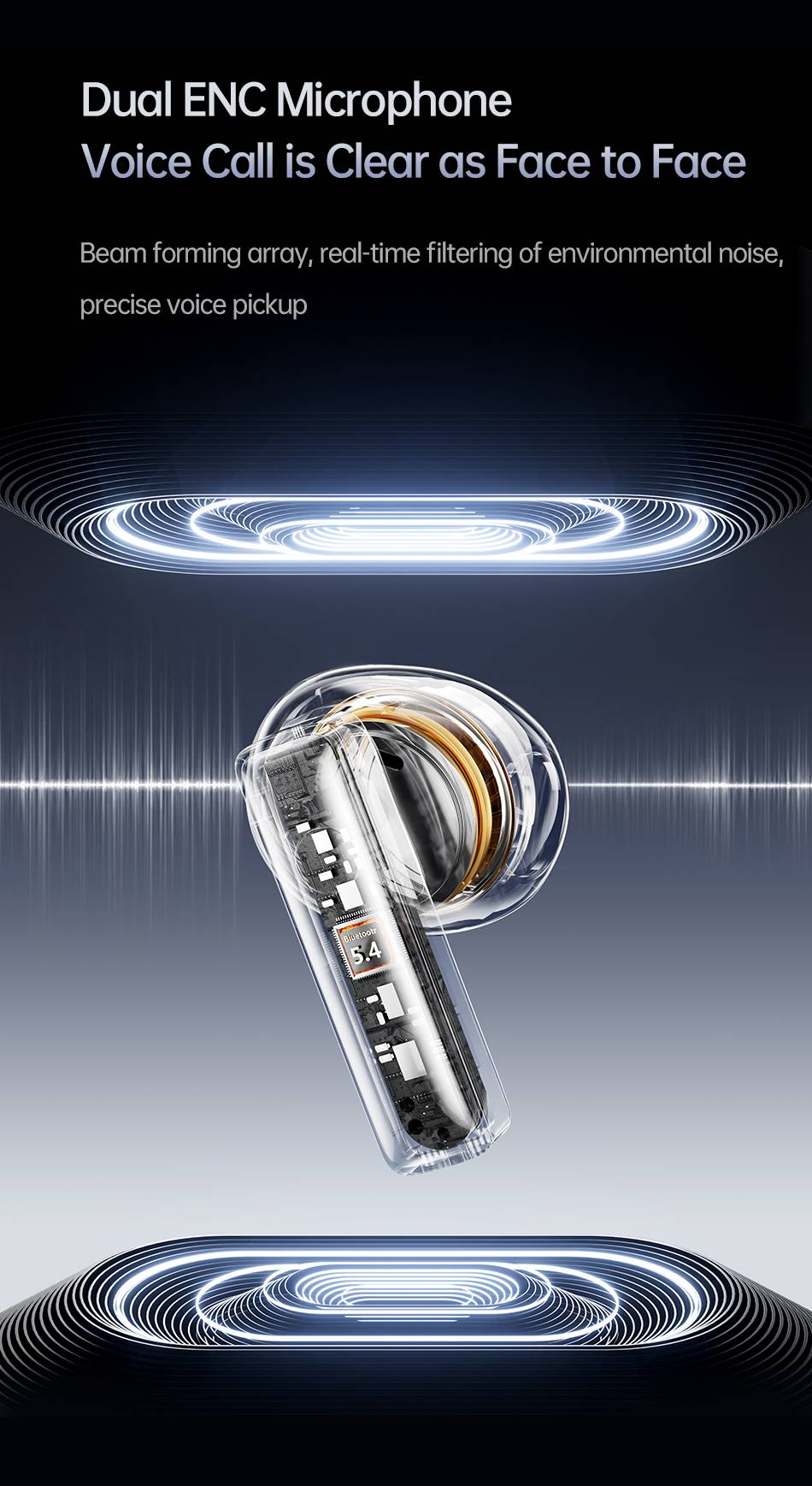 AWEI TP100ENC Touchscreen Bluetooth Headset with Color Display
