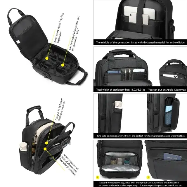 Ozuko 9699 Luxury 18-Inch Trolley Bag with Anti-Theft Lock Underseat Carry-On with Wheels