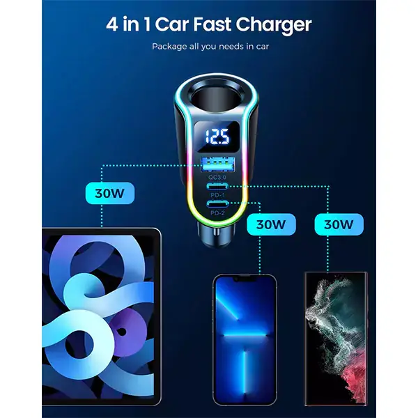 JOYROOM JR-CL21 150W 4-in-1 Multi-Port Car Charger with Dual Fast Charging & Extension Ports