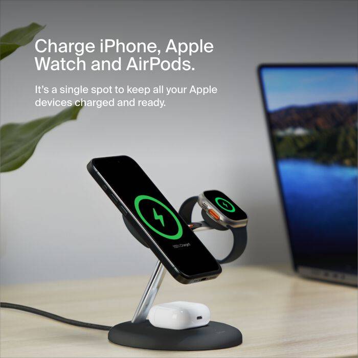 Belkin BoostCharge Pro 3-in-1 Magnetic Wireless Charging Stand with 15W Qi2 Fast Charging
