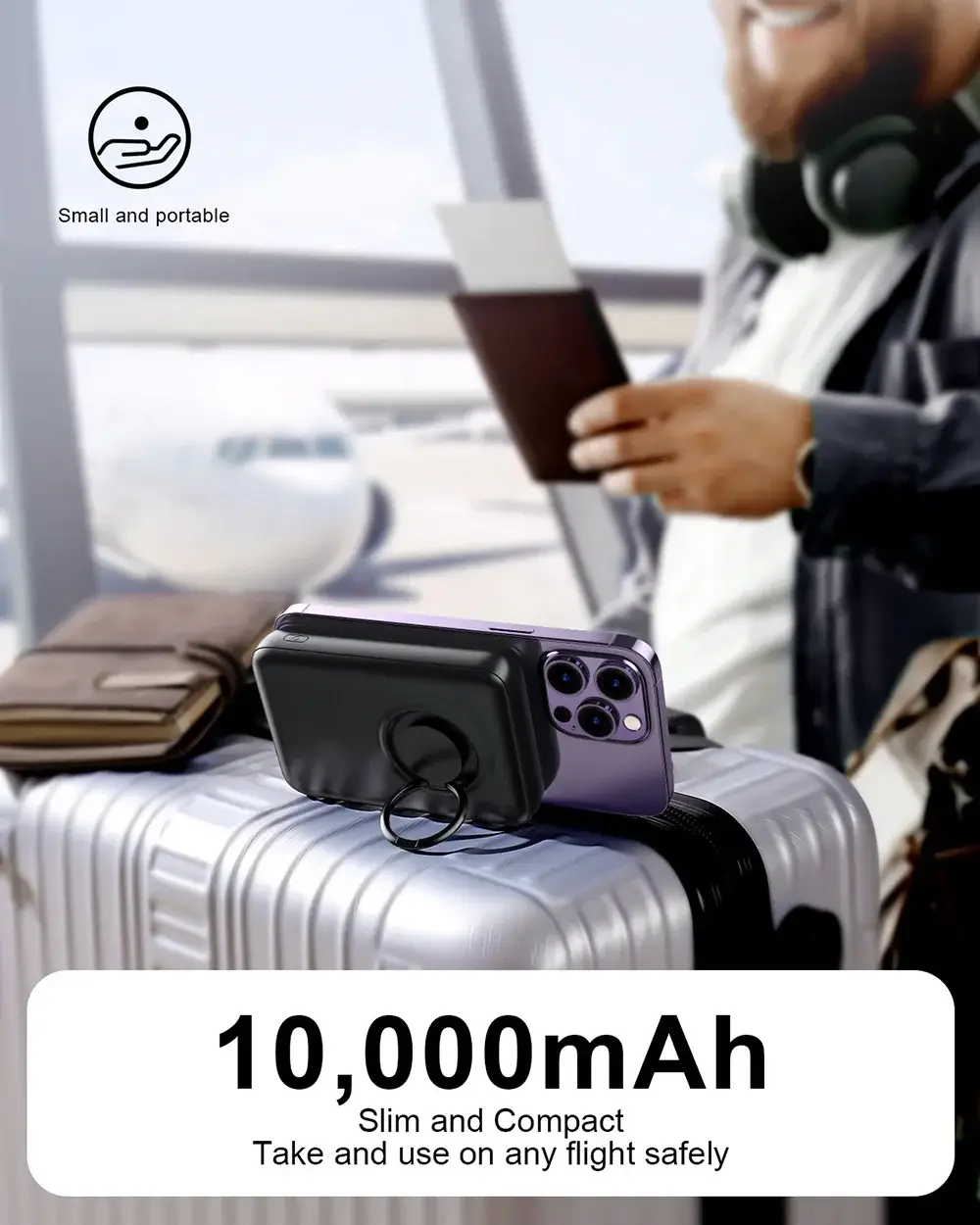 JOYROOM JR-W050 10000mAh 20W Fast Charging Magnetic Wireless Power Bank with Ring Holder