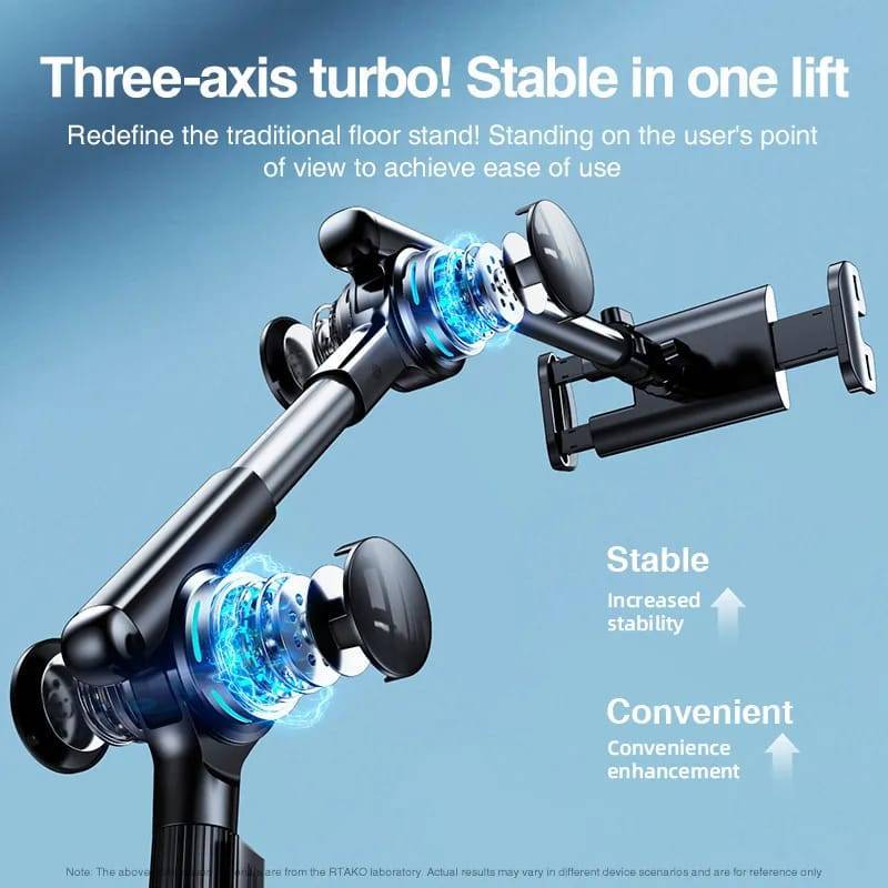 RTAKO LD057 1.6M Extendable Floor-Standing 360° Turbo Self-Locking Lazy Bracket for Tablets and Smartphones