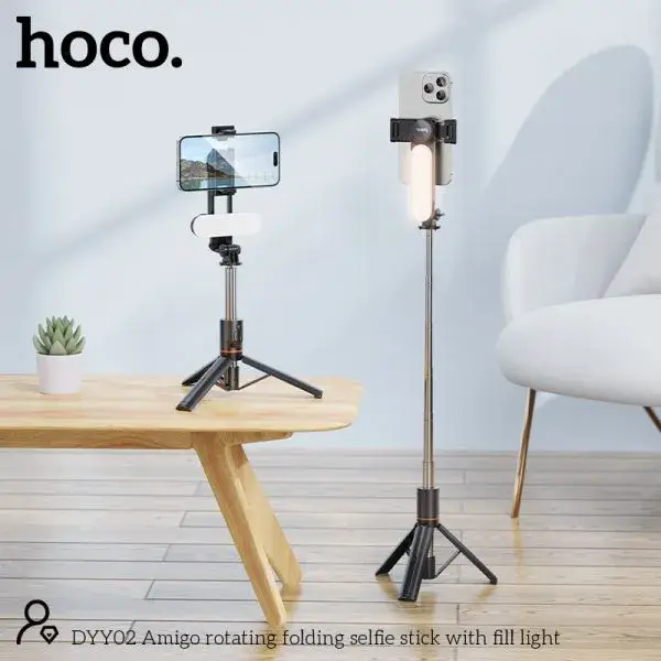 Hoco DYY02 Rotating Folding Selfie Stick with Fill Light