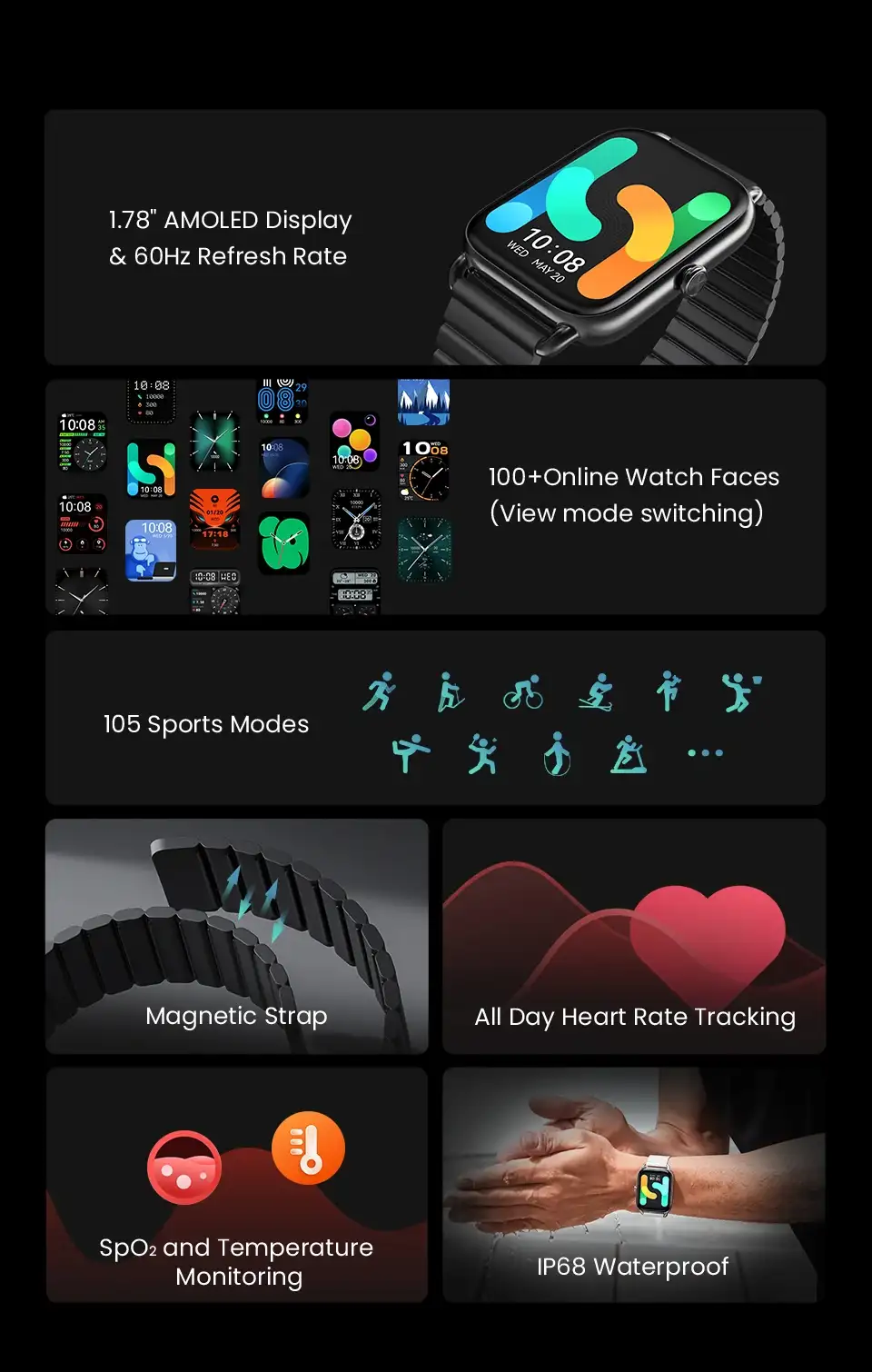 Haylou RS4 Plus AMOLED Display Smart Watch with SpO2 Heart Rate & Fitness Tracking