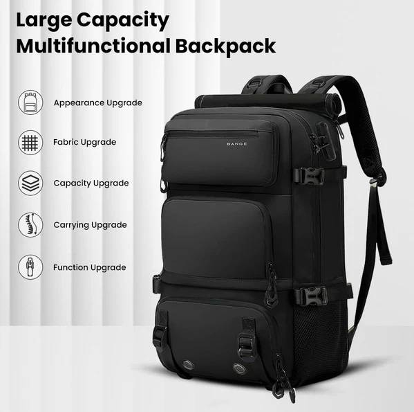 BANGE 1810 Multi-Functional Travel Backpack with Large Capacity & Detachable Sling Bag
