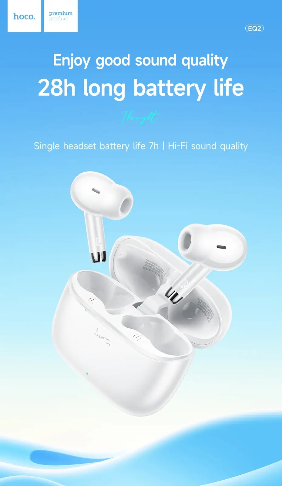 HOCO EQ2 TWS Wireless Bluetooth 5.3 In-Ear Earbuds