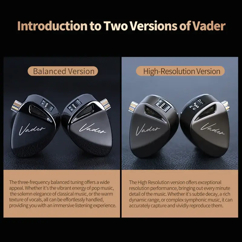 KZ Vader Triple Driver Dynamic Earphones with Built-In Microphone