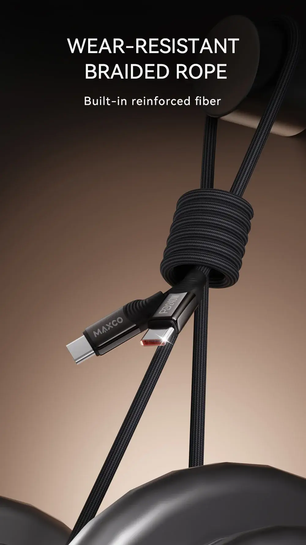 MAXCO MS16CC 1.5m Braided Type-C to Type-C 240W PD Fast Charging & Data Cable