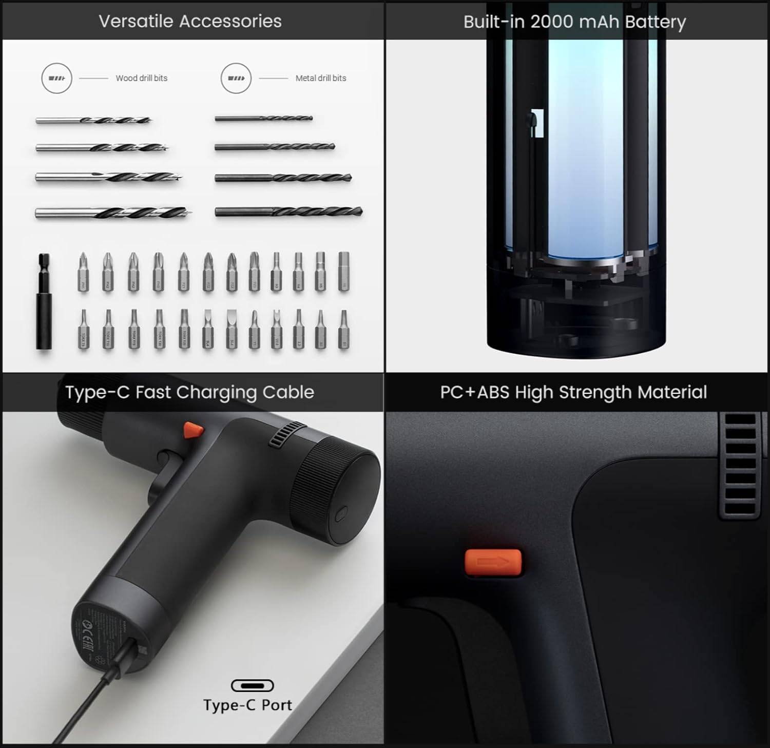 Xiaomi Mijia Brushless Cordless Electric Drill with Type-C Charging & Smart Display