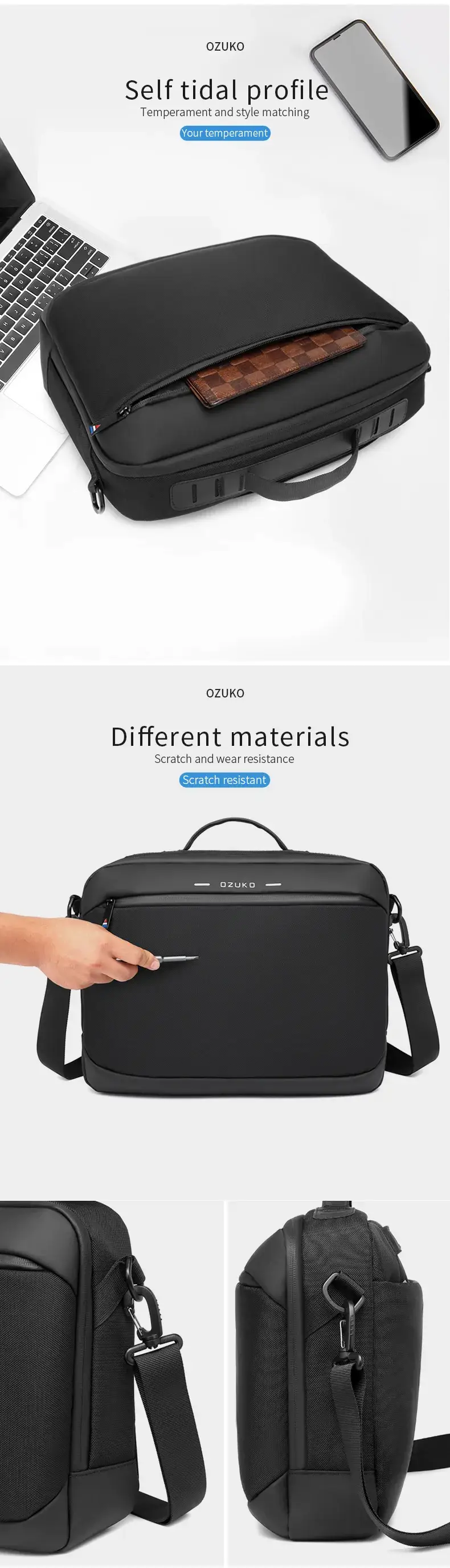 Ozuko 9423 Men's Leather Sling Bag Fashionable Crossbody Cellphone Bag & Luxury Business Backpack