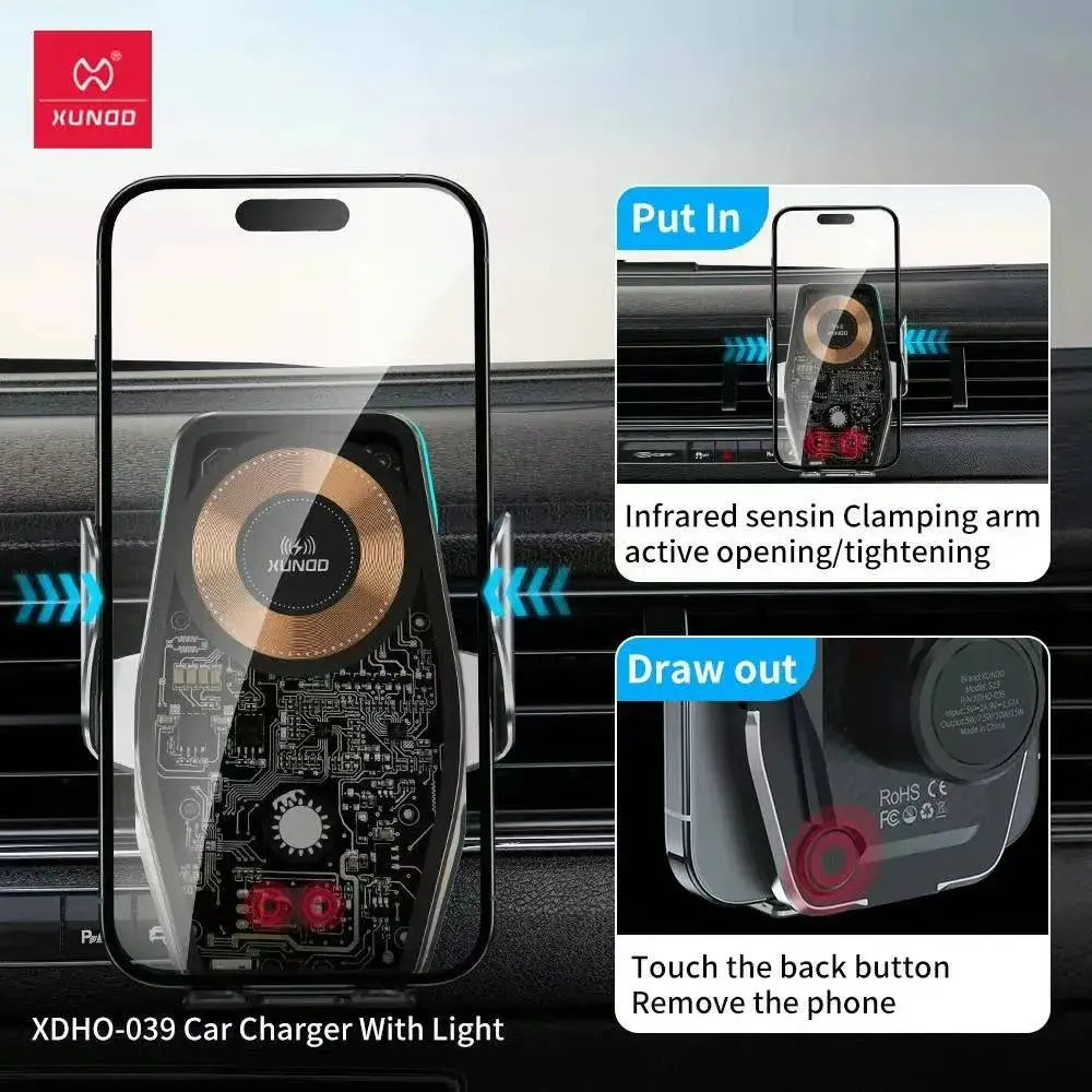 XUNDD XDHO-039 15W Wireless Car Charger with LED Light