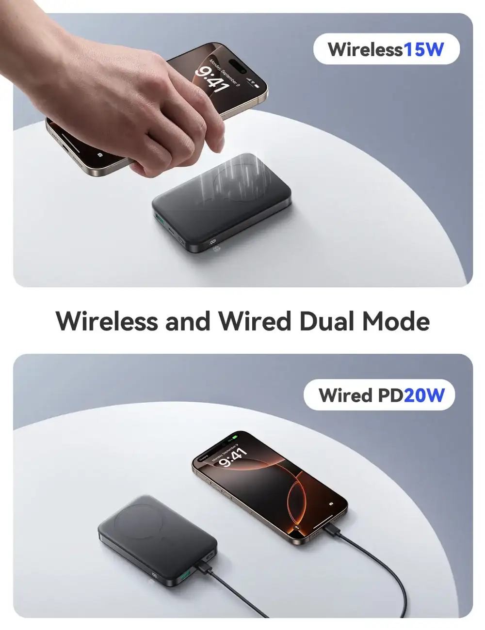 JOYROOM JR-PBM12 10000mAh 22.5W Fast Charging Magnetic Wireless Power Bank with Ring Holder