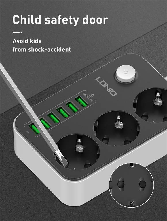 LDNIO SE3631 EU Power Strip with 3 AC Outlets