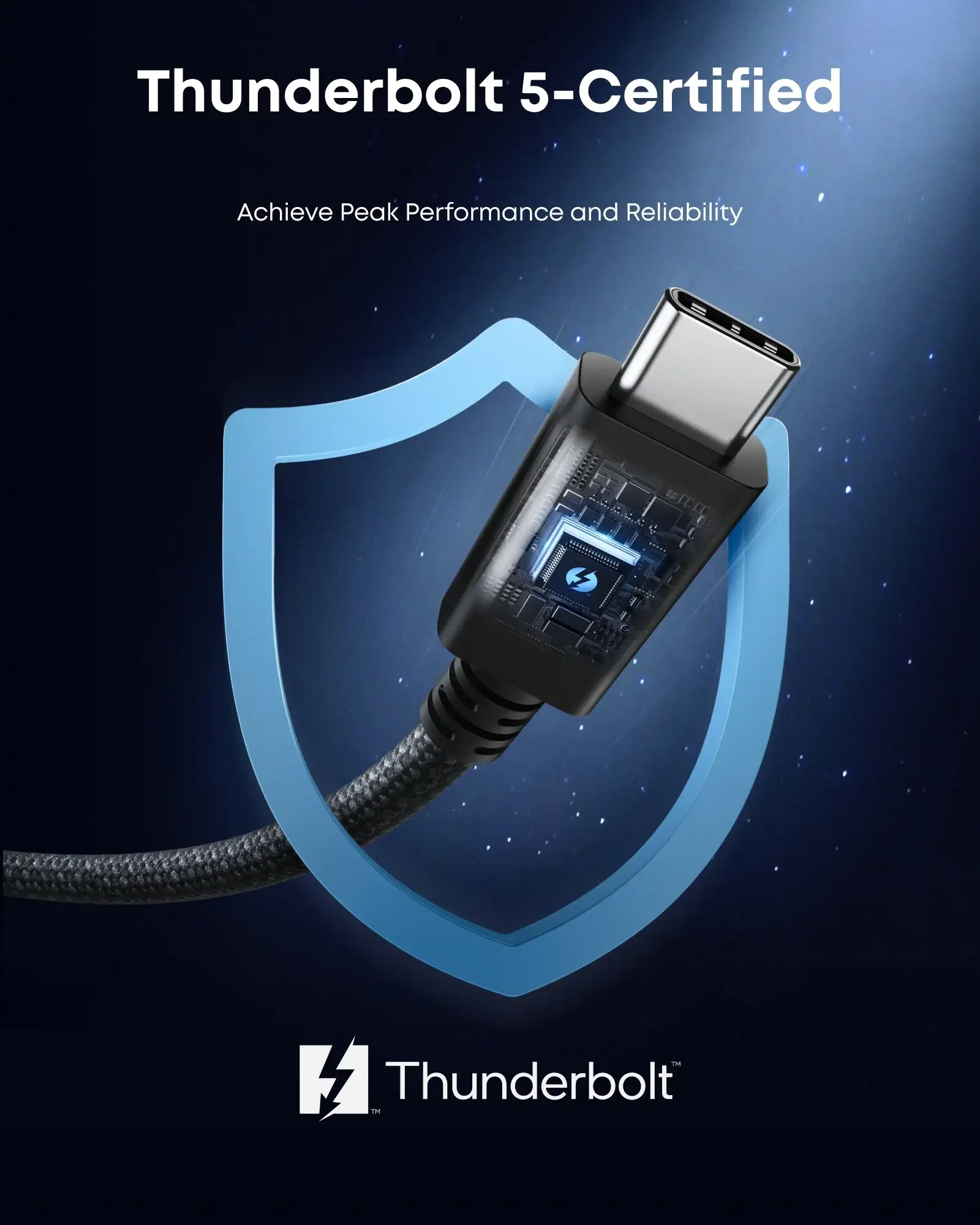 Anker Prime Thunderbolt 5 Cable 240W Power 80Gbps Data Transfer 3.3ft Length