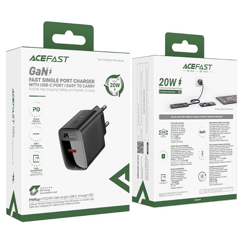 ACEFAST A82 20W GaN USB-C Fast Charging Adapter Compact PD Wall Charger