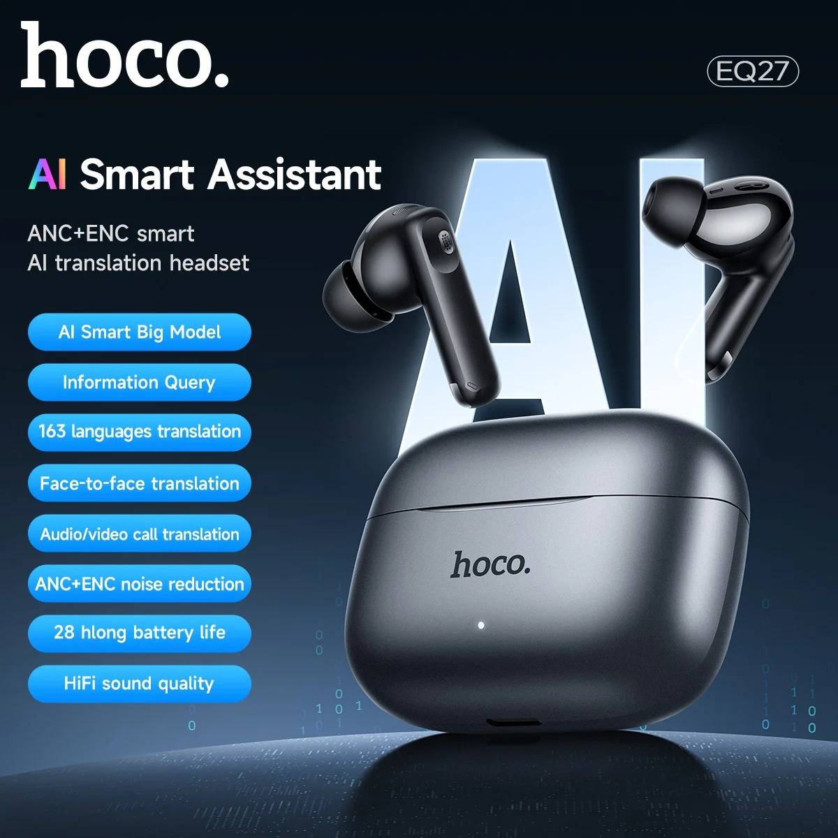Hoco EQ27 Fun AI Translation True Wireless ANC+ENC Earbuds