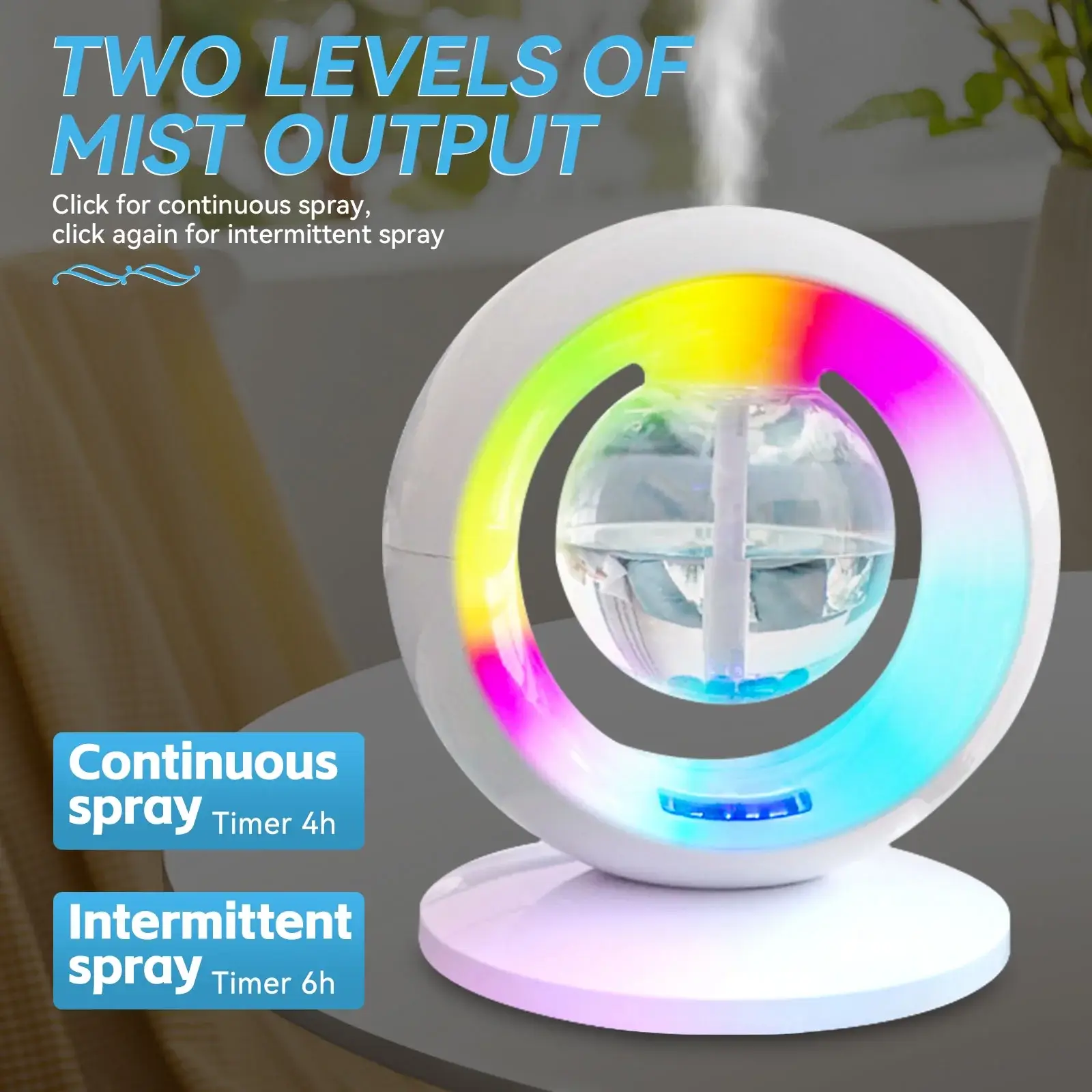 Air Humidifier White Electronic Clock Quiet for Home Living Room Bedroom